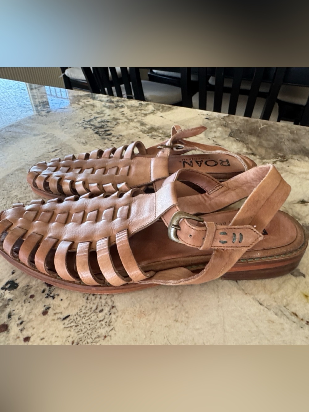 Roan by Bed|Stü Clarise Women’s Braided Leather Slingback Sandal in Tan Size 8